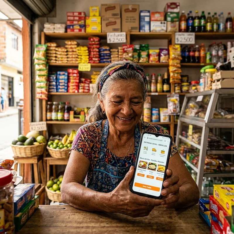 Comerciante de Medellín personalizando su sitio web gratis sin comisiones